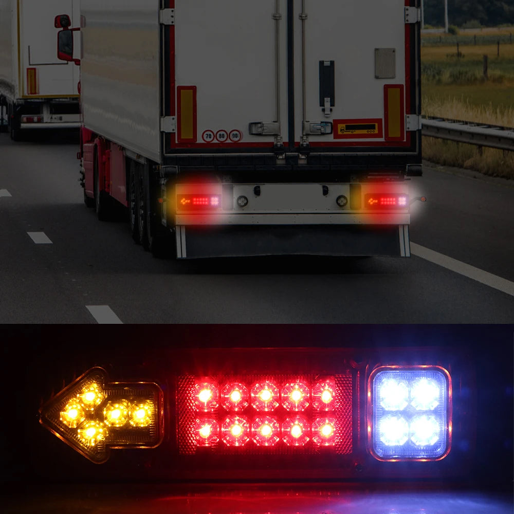 2 x 12V LED Trailer Lamp 19LEDs Stop Tail Indicator Reverse Light Truck Lorries