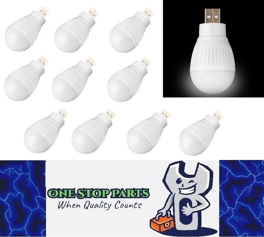 10 x USB 3w LED Light Bulb Portable Mini LED Small Light Bulb Warm White 10pcs