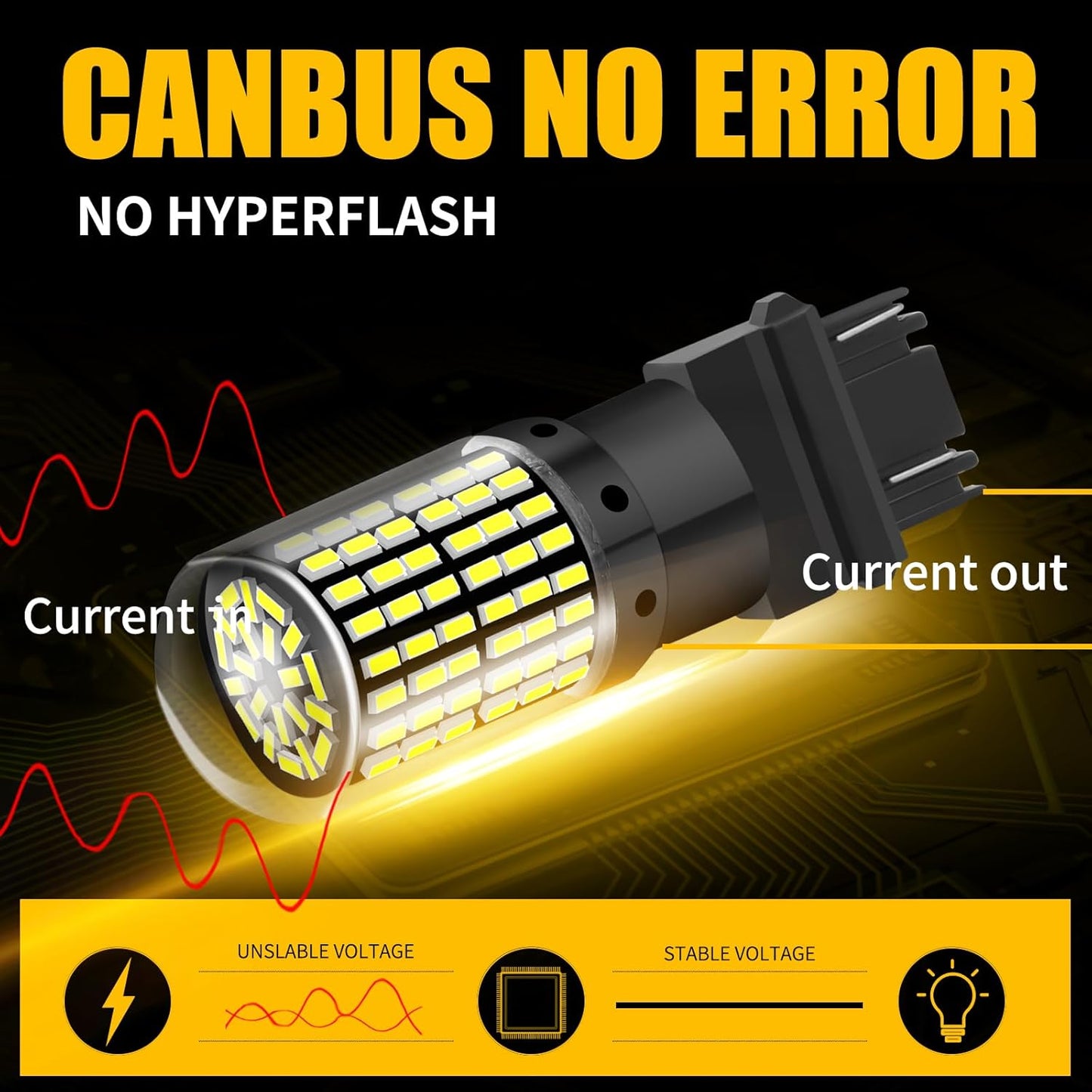 2 x 3156 P27W 12V 2100LM Amber LED 144SMD CANBUS 360 degree super Bright (2pcs)