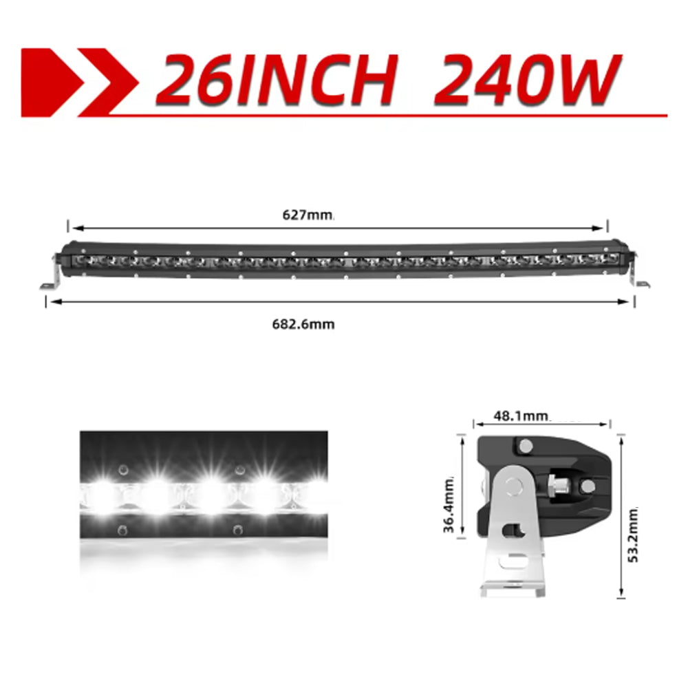 Curved LED Light Bar 683mm 240W Flood Beam Spot Beam Combo LED Work Light Bar