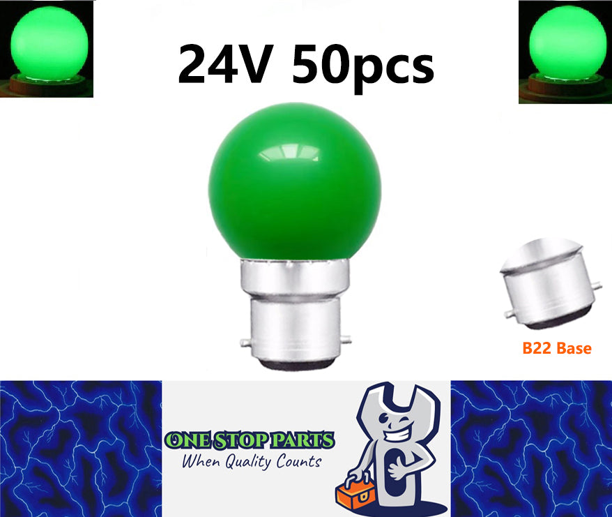 50 x Green 24V B22 1W LED Bubble Globe Frosted Green Lens sign party (50pcs)