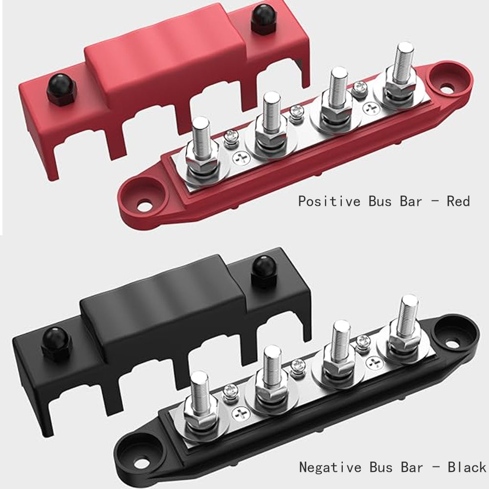 M8 Bus Bar 12V-48V 250A Power Distribution Block 4xM8 Posts Studs 3xM4 Terminals