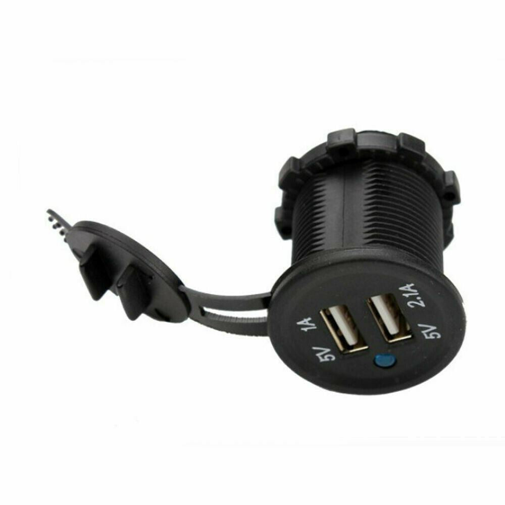 12/24V TWIN USB 1A and 2.1A FLUSH MOUNT STYLE SOCKET WITH COVER