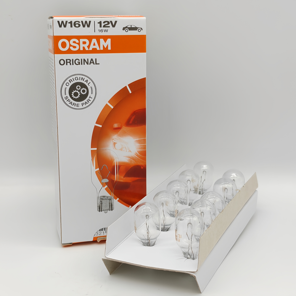10 x OSRAM T15 12V 16W W16W Original Clear Incandescent Osram T15 Wedge Globes