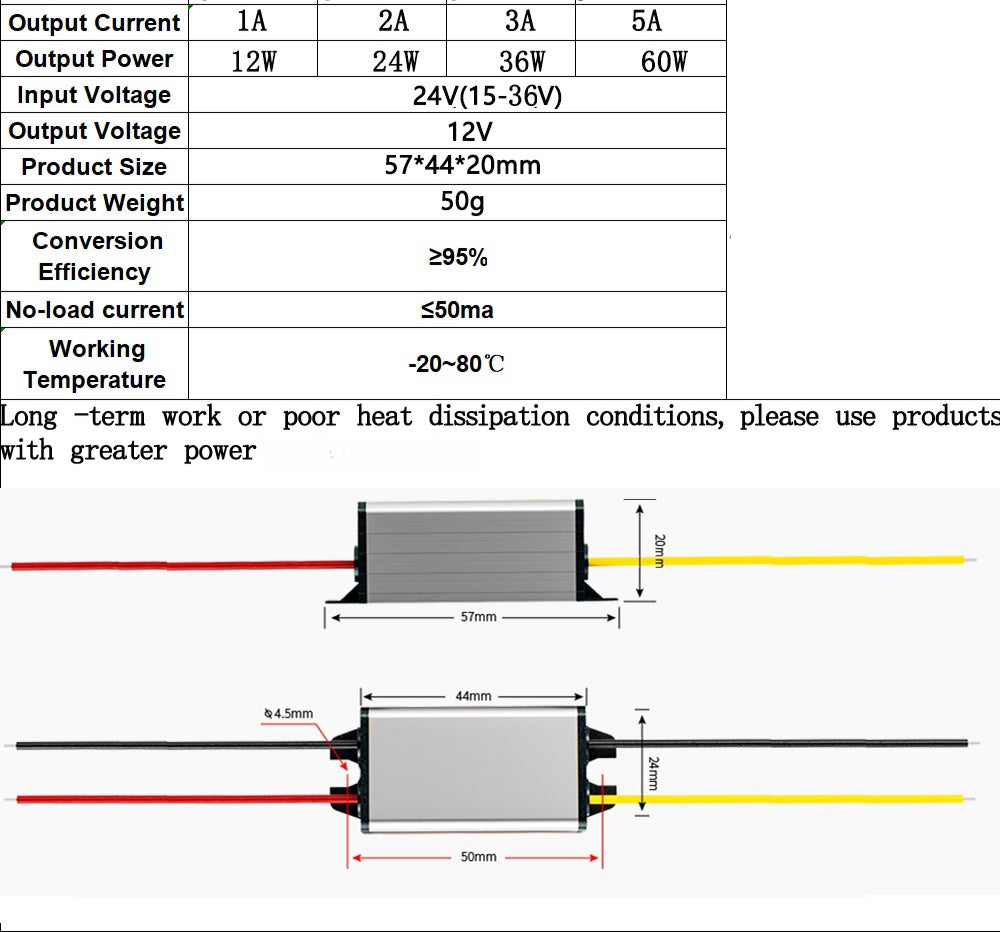 5Amp 24v to 12v Reducer Step Down 24v - 12v Converter Ideal for 12v Requirements