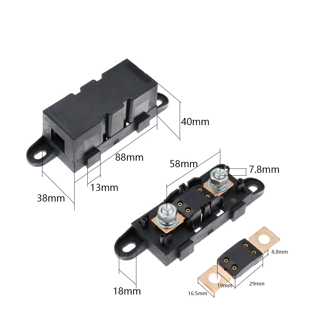 ANM Mega Inline Fuse Holder with Bolt On 80 Amp Fuse Supplied Offset Mount Holes