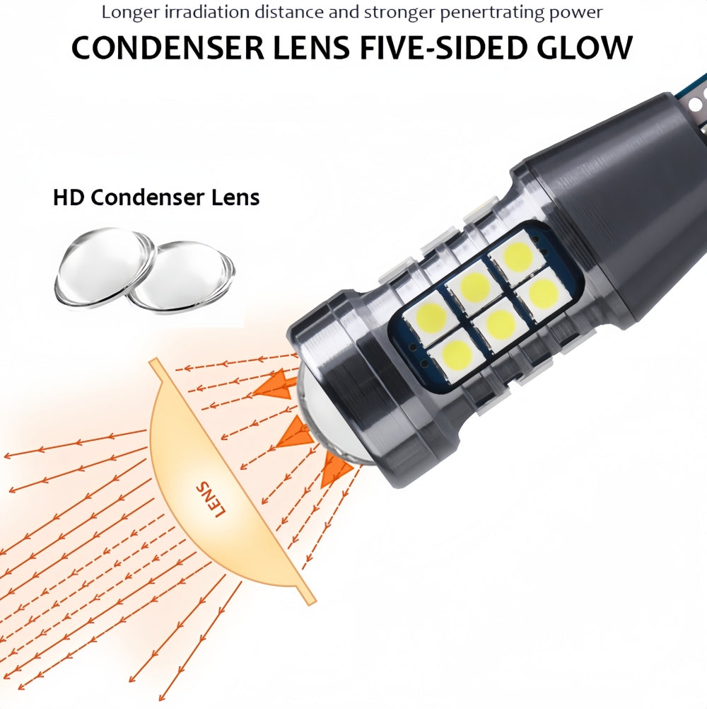 2 x T15 Red LED 27x3030smd 12v Projector Style LEDs 1620lm Red (2pcs)