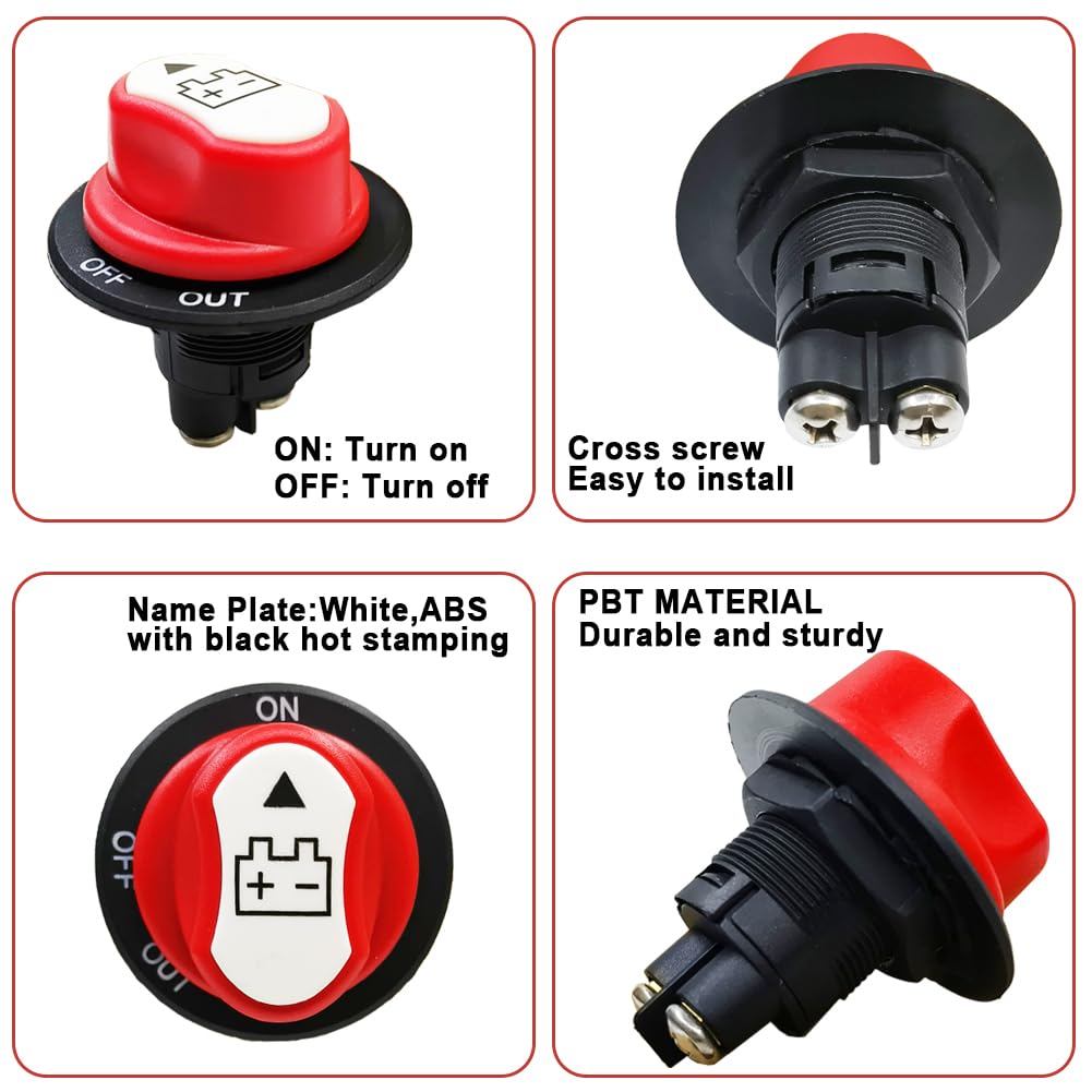 12V 50Amp Isolator Switch Battery Disconnect Switch for Motorbike Car Boat RV