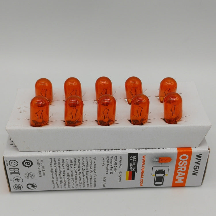 10 x OSRAM T10 12V 5W WY5W Original Amber Coasted Incandescent Wedge globes
