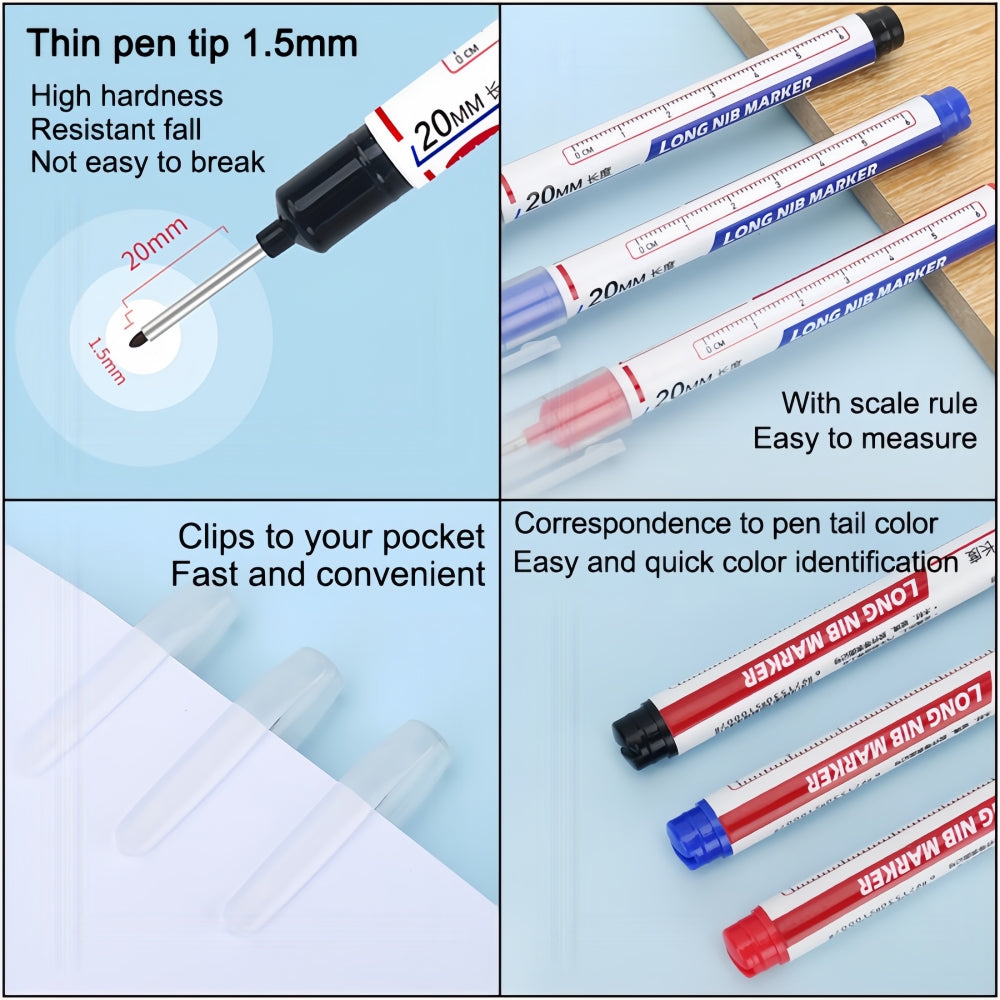 8 x 20mm Deep Hole Marker Pens 4 x Black and 4 x White Long Tip Nib Markers 8pcs