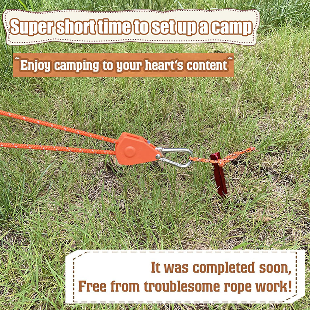6 Orange Reflective Camping Tent Rope Tie down Fastener Tensioner Ratchet Hanger