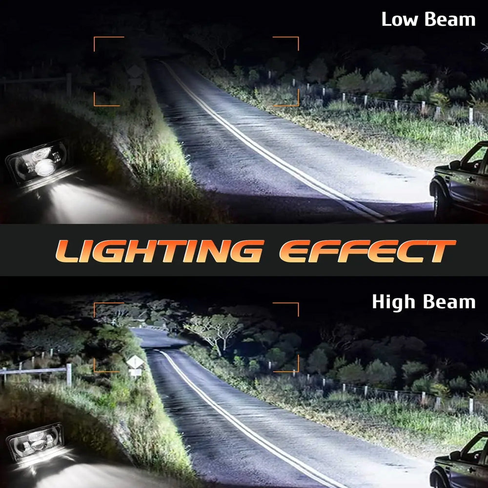 1x Led Headlight 100x165mm Hi/Lo Beam White/Amber DRL for H4656/H4651/4652/H4666