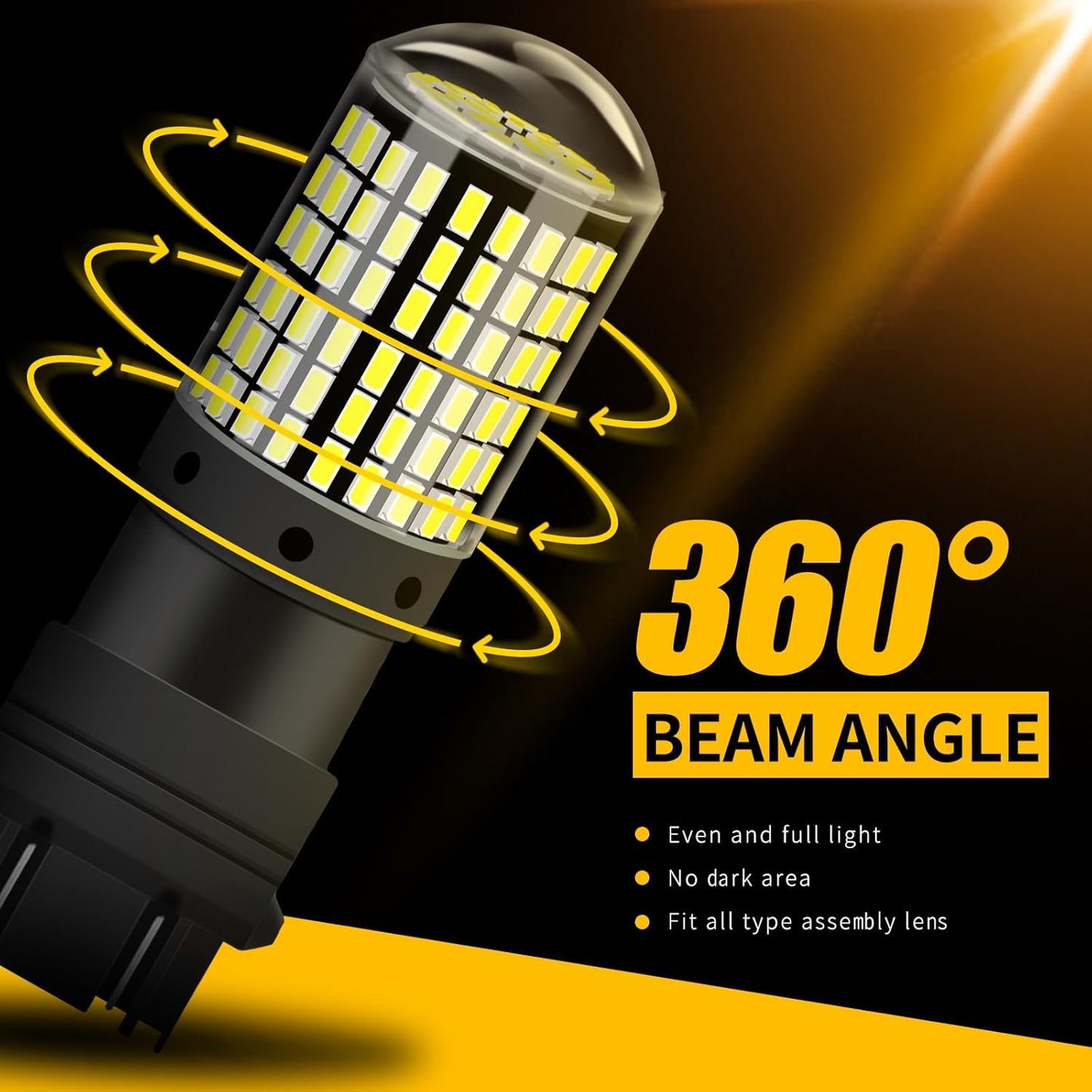 2 x 3156 P27W 12V 2100LM Cool White LED 144SMD 360 degree super Bright (2pcs)