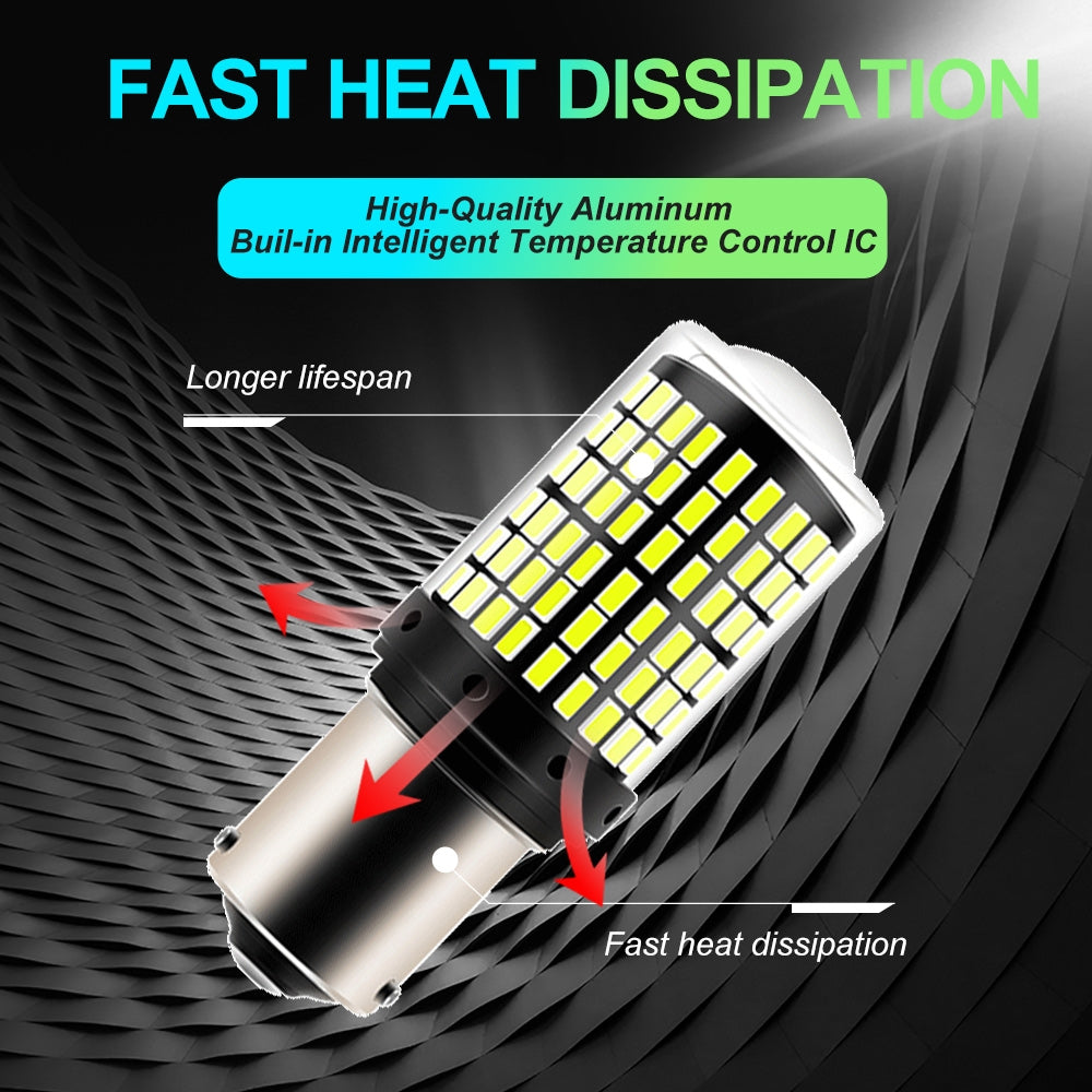 2 x BAU15S 1156 12V 2100LM Amber LED 144SMD CANBU 360 degree super Bright (2pcs)