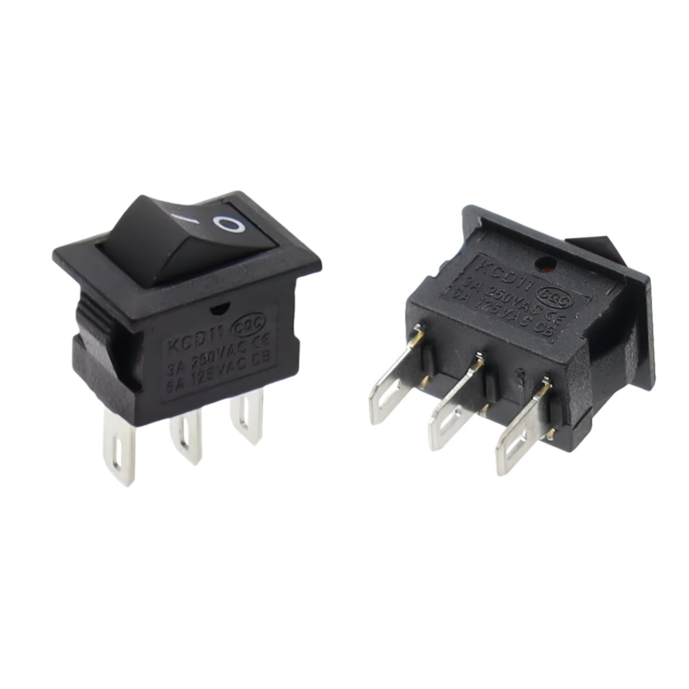 10 x Black Rocker Switches 10x15mm ON/OFF 3 Pin SPST Panel Mini Rocker Switches