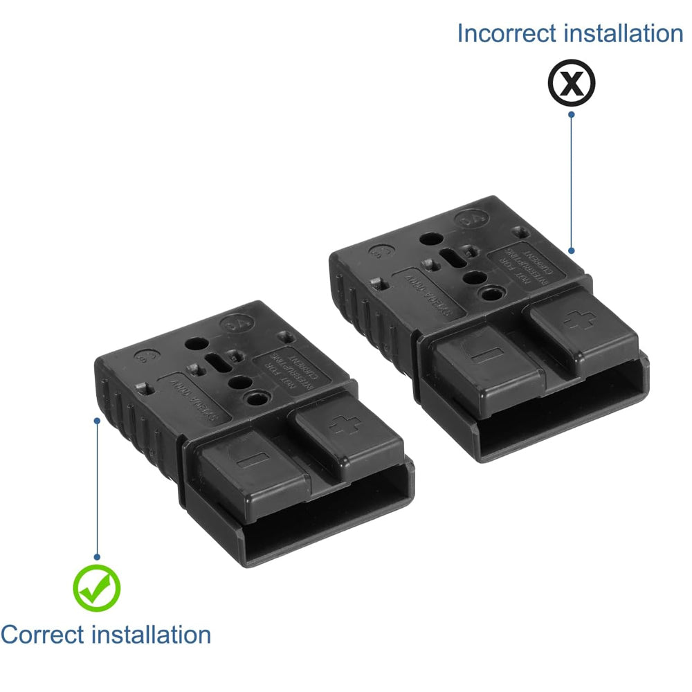 2 x 120A Black Anderson Socket Plug 2 Pin 120Amp Connector RV Truck Winch Marine