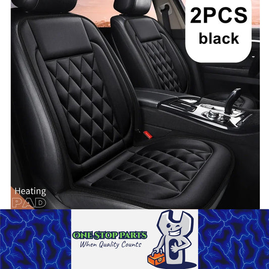 2pcs Black Heated Car Seat Cushions 12V Car Heated Seat Covers Heating Cushions