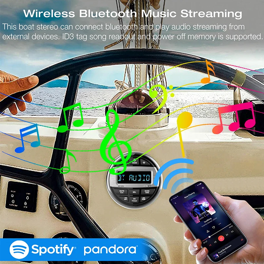 Boat Radio Media Player Marine Stereo MP3 Waterproof Bluetooth Audio Radio FM AM
