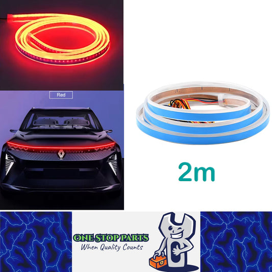 2m Red LED Hood Strip Light Start Scan Dynamic DRL with Yellow Turn Signal Lamp