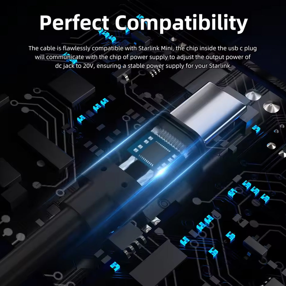 2M Starlink Cable Mini USB C to DC Power Cable Type C to DC Cable 65W+ PD Source
