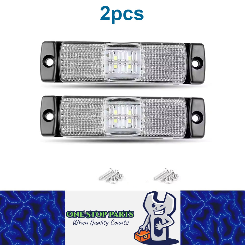 2 x Screw on White Reflector with 12V/24V 4 LEDs White Side Marker Lights