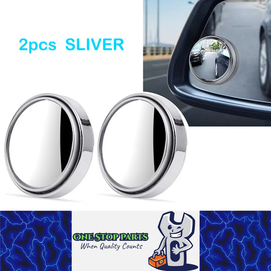 2 x Car 360° Adjustable Blind Spot Mirror Car Auxiliary Rearview Mirror Sliver