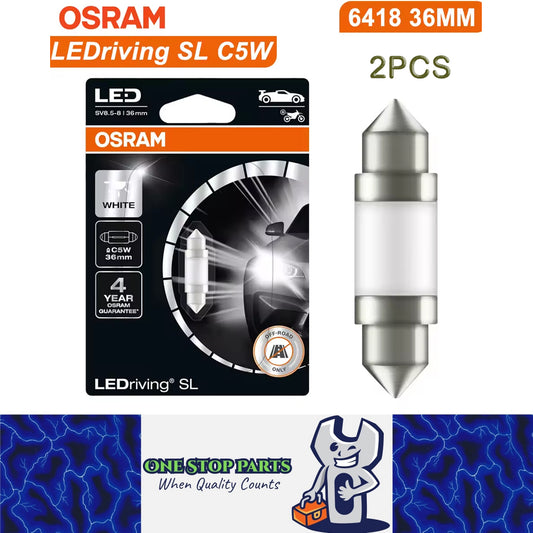 2 x OSRAM C5W LED Festoon 36mm 12V 6000K White LEDriving SL Osram 36mm Festoon