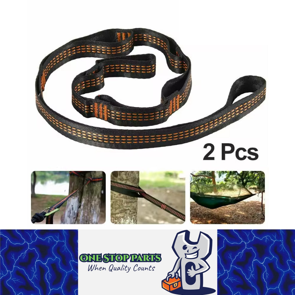 2pcs 2M Orange Hammock Straps Heavy Duty Tree Hanging Straps for Outdoor Camping