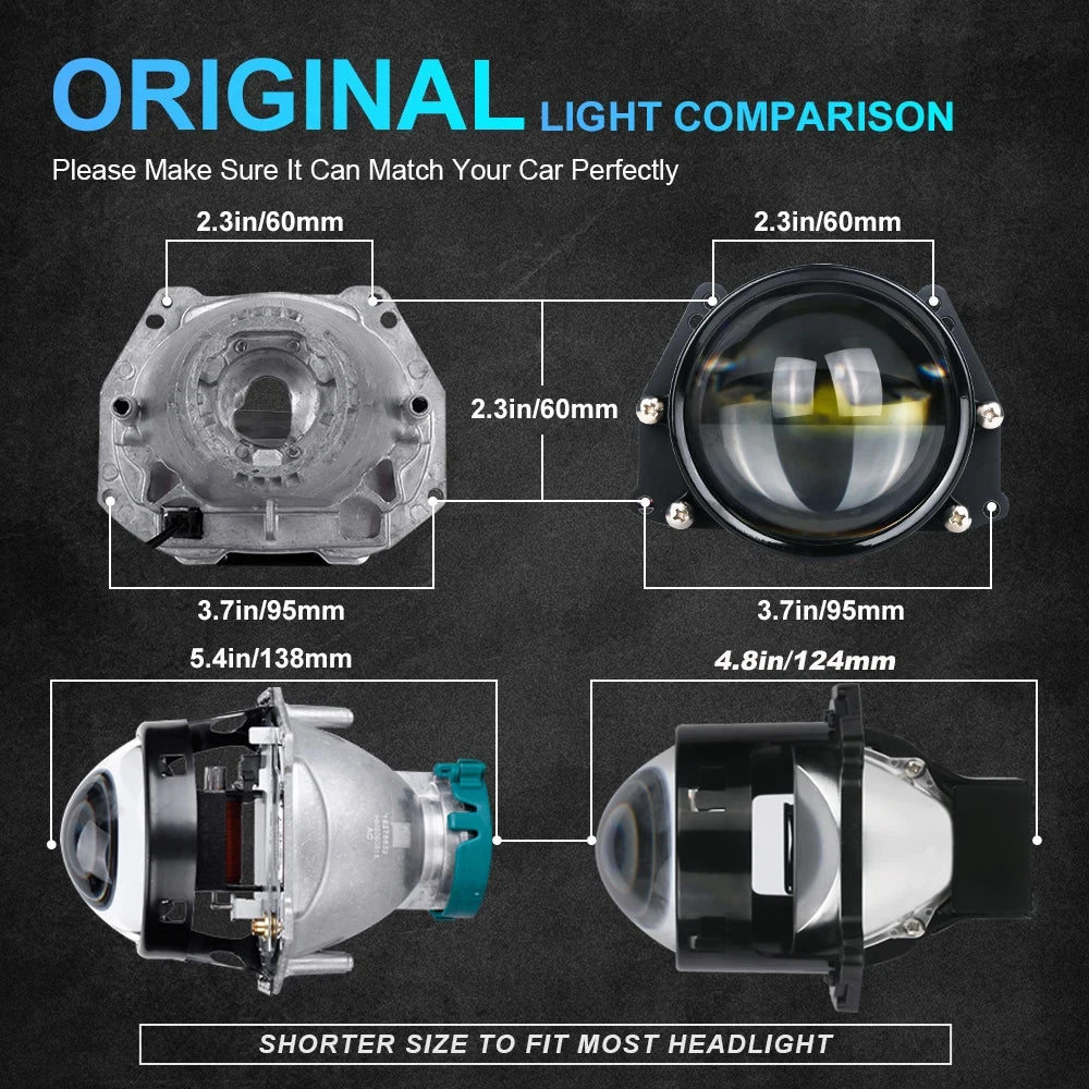 2pcs 3 Inch Bi LED Projector Lens Headlights for Hella LED Lights Projector 120W