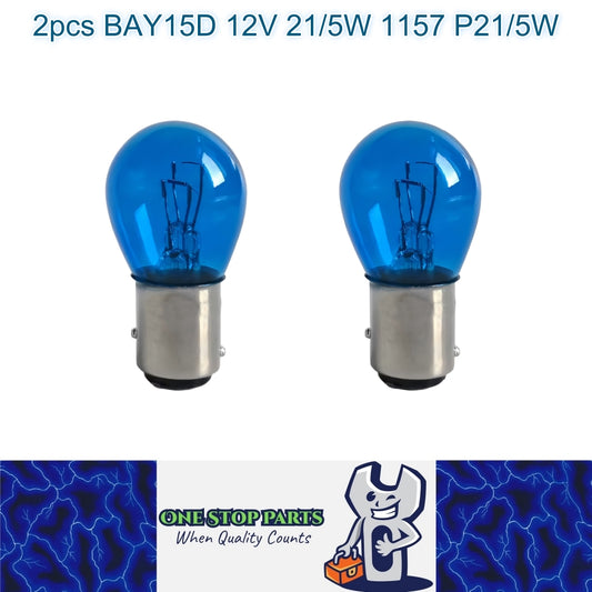 2 x BAY15D 12v 21/5w 1157 P21/5W Blue Coated Twin filament incandescent globes