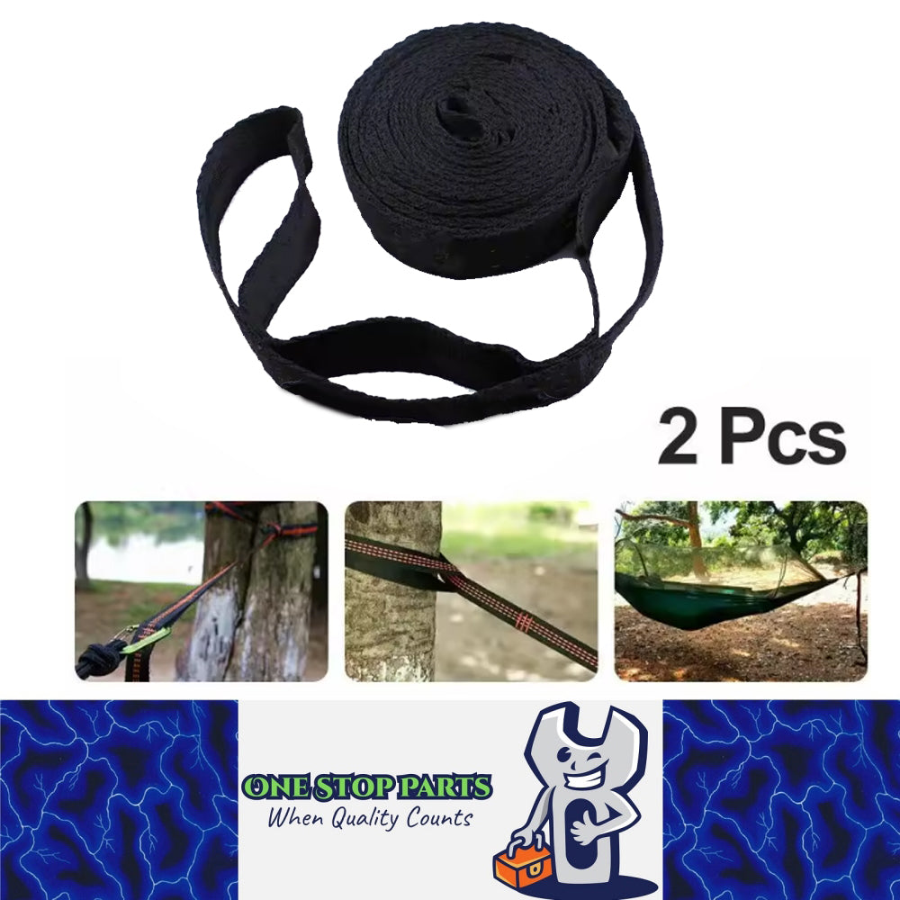 2pcs 2M Black Hammock Straps Heavy Duty Tree Hanging Straps for Outdoor Camping