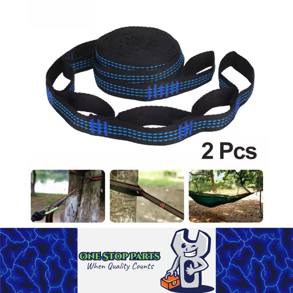 2pcs 2M Blue Hammock Straps Heavy Duty Tree Hanging Straps for Outdoor Camping
