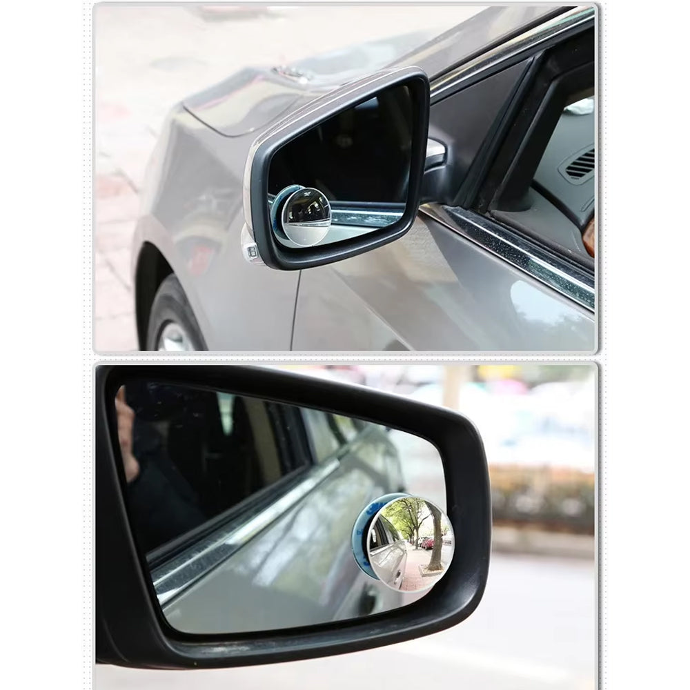 2 x 360° Adjustable Blind Spot Mirror Car Auxiliary Rearview Mirror Frameless