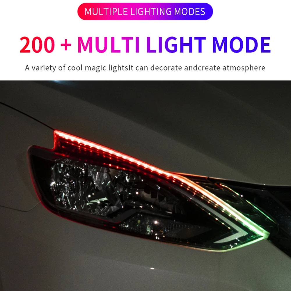 2 x 30cm RGB LED Daytime Running Light App Control Strip Light with Turn Signal