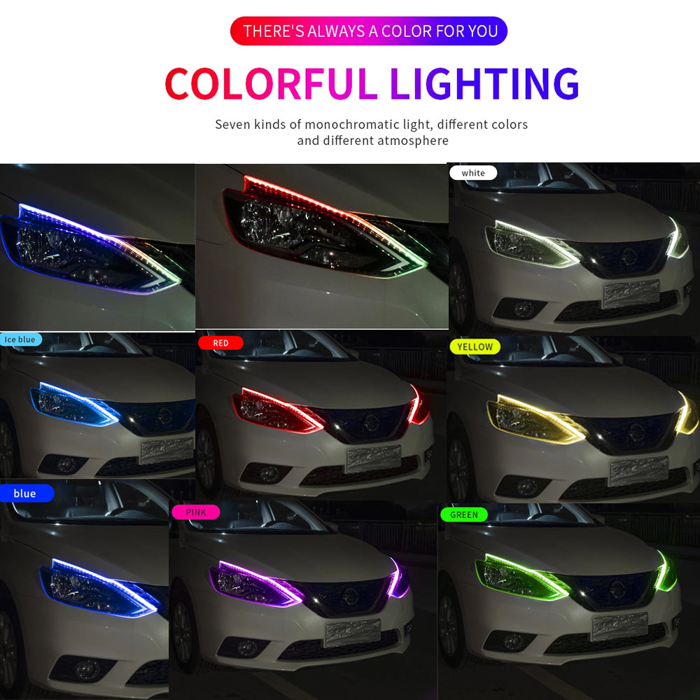 2 x 30cm RGB LED Daytime Running Light App Control Strip Light with Turn Signal