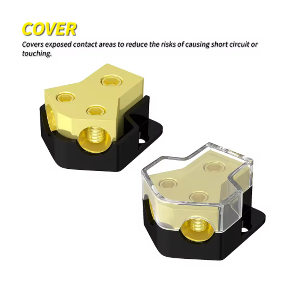 2 Way Power Distribution Block 0/2/4 AWG Gauge in 4/8/10 Gauge Out Car Audio