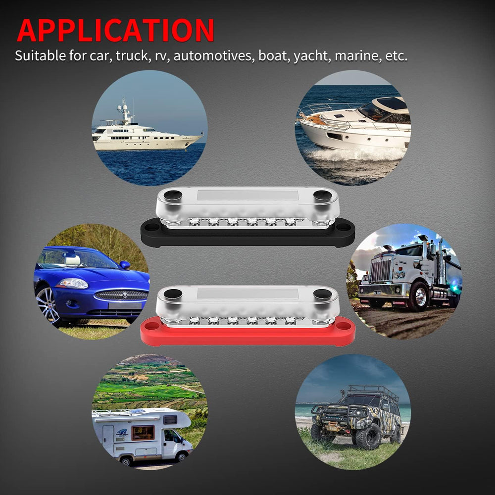 M6 Bus Bar 12V-48V 150A Power Distribution Block 2xM6 Posts Studs 12xM4 Terminal