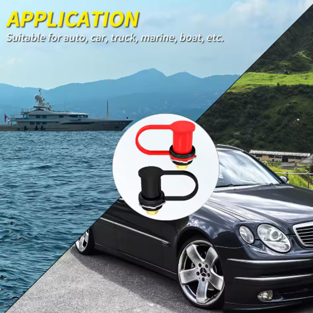 2 x Battery Charger Post M10 Stud Remote Battery Terminal with Cap for Car Truck