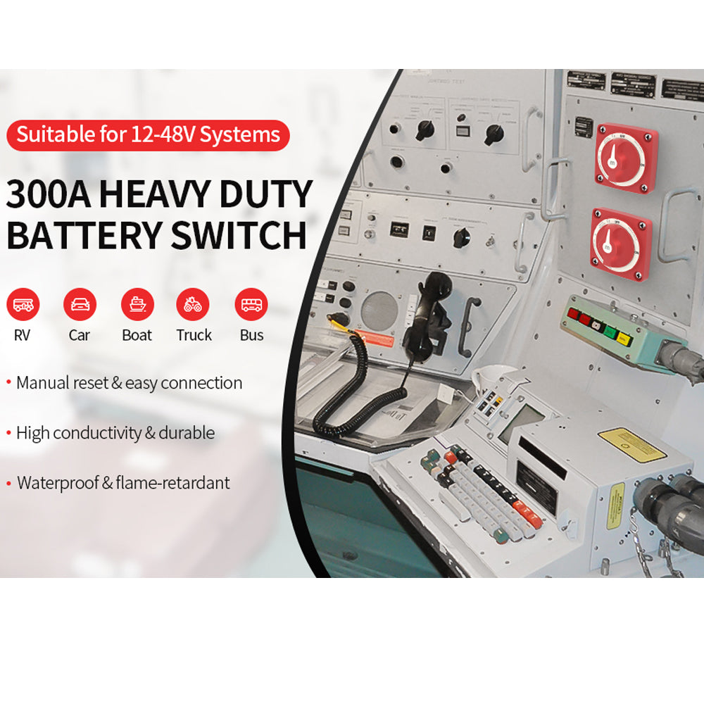 300A Battery Disconnect Switch 2 Position On/Off 12-48V Car Boat Marine Switch