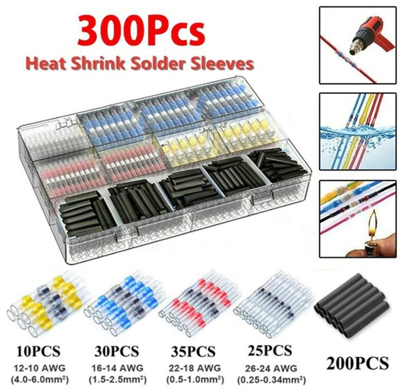 300pcs Mixed Waterproof Heat shrink Wire Connector Solder Insulated Joiners