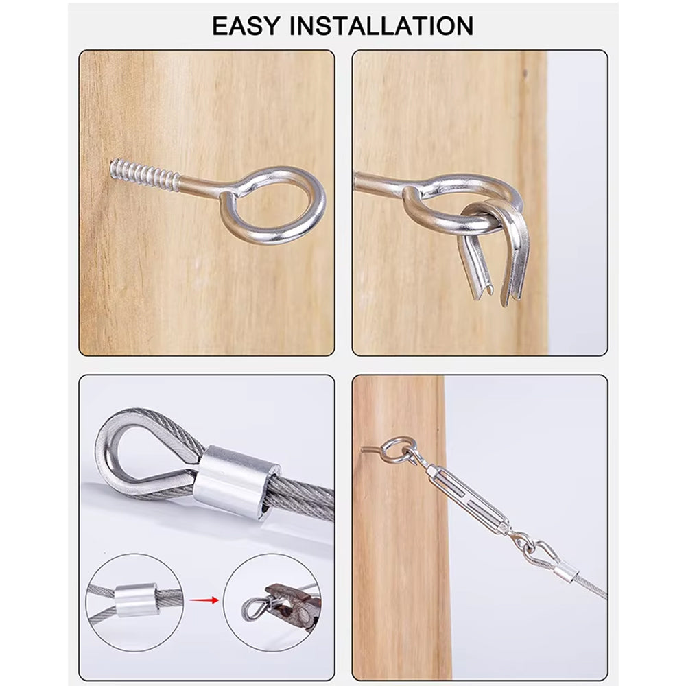 15m 304 Stainless Steel Cable Rope Kits PVC Coated Heavy Duty Wire Cable Rope