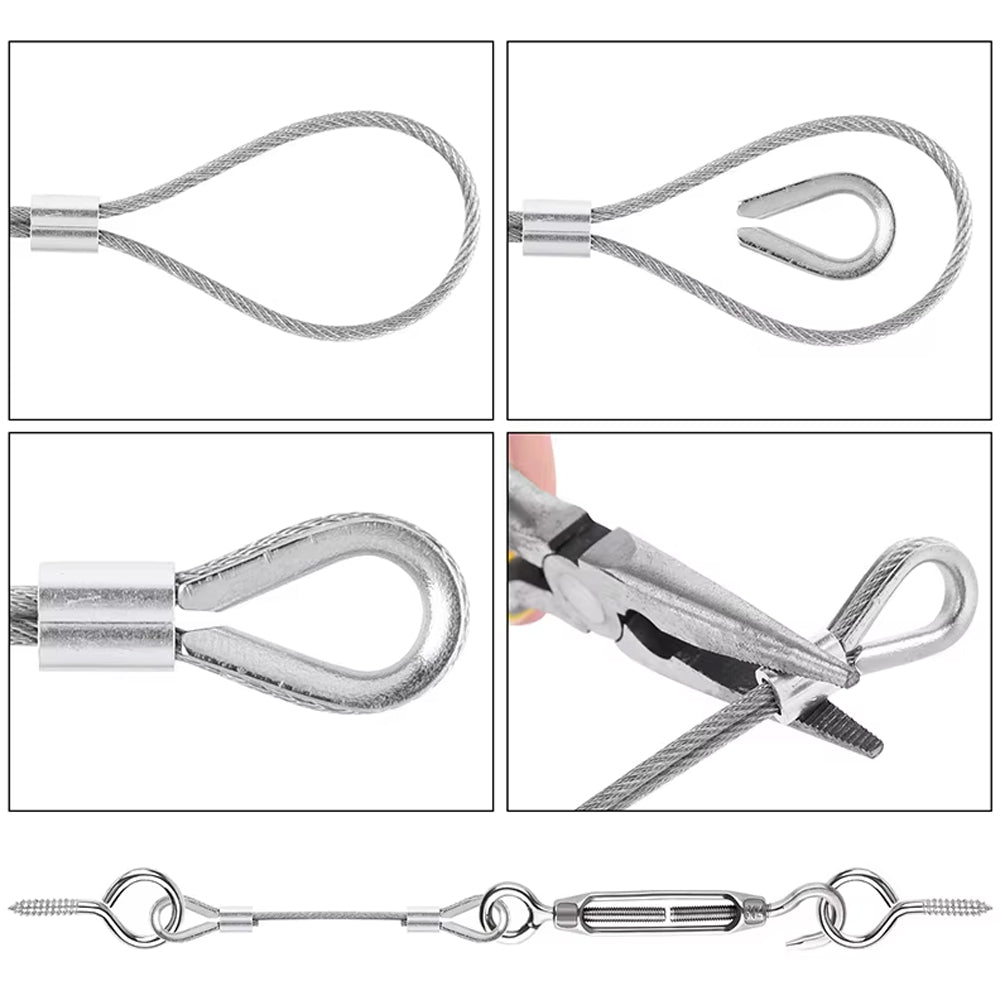 15m 304 Stainless Steel Cable Rope Kits PVC Coated Heavy Duty Wire Cable Rope