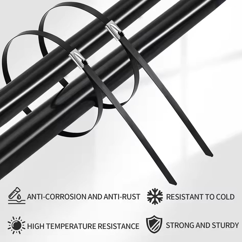 100pcs 4.8x300mm 304 Stainless Steel Zip Ties Self Locking Heavy Duty Cable Ties