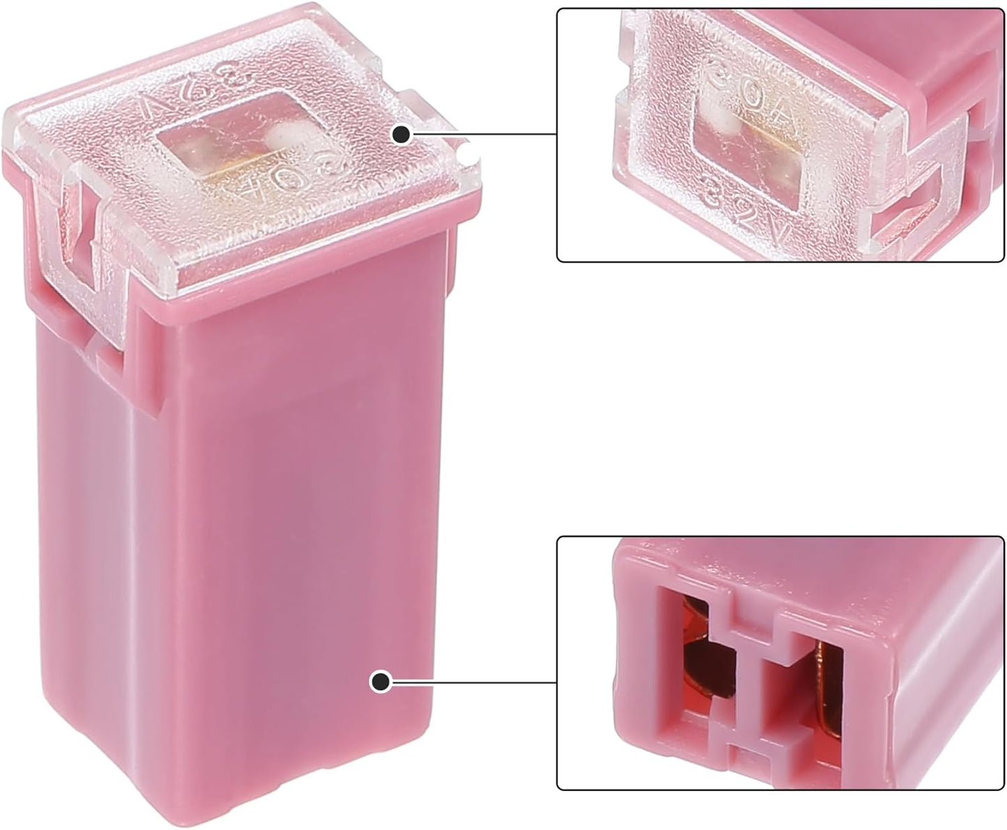 5 x 30Amp Pink Small Slow Blow Fuse Block 10mmx12mm x 27mm High 30A Fuse (5pcs)