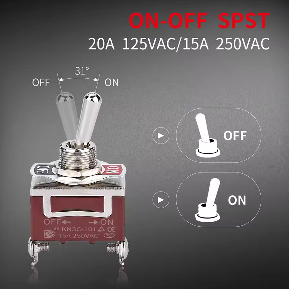 5 x 30A Toggle Switch 12V On/Off 2 Pin SPST Car Boat Toggle Switch with Boot Cap