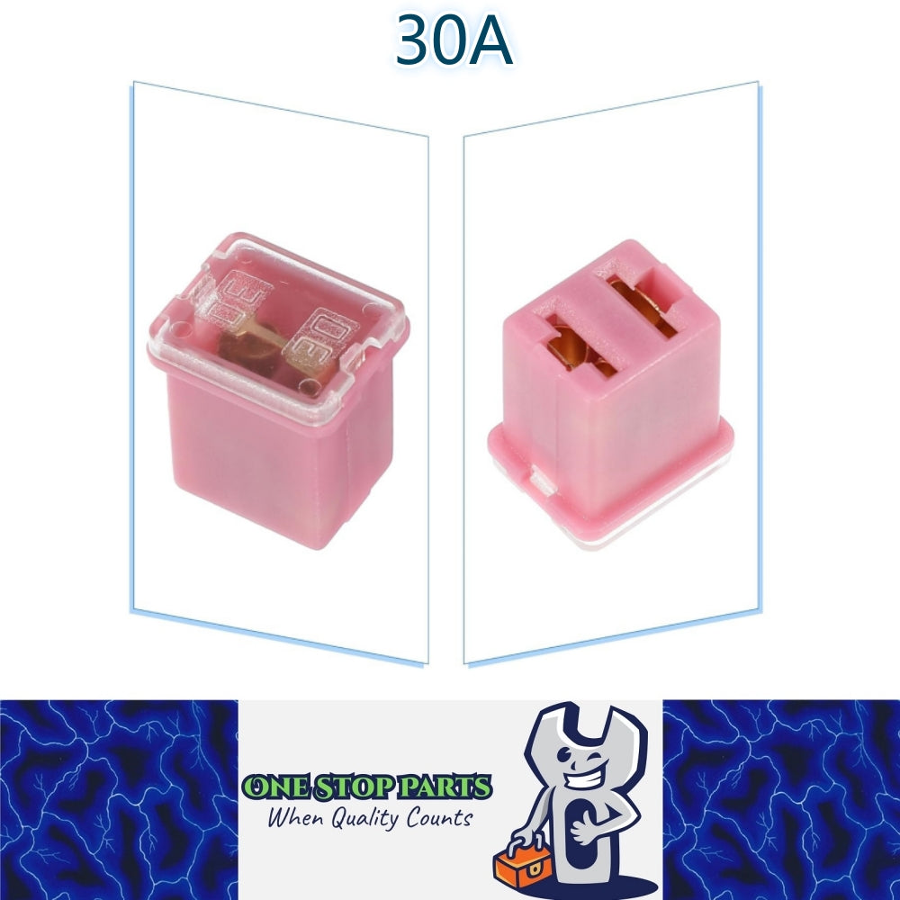 1 x 30Amp Pink Mini Slow Blow Fuse Block 10mmx12mm x 16mm High 30A Fuse (1pc)