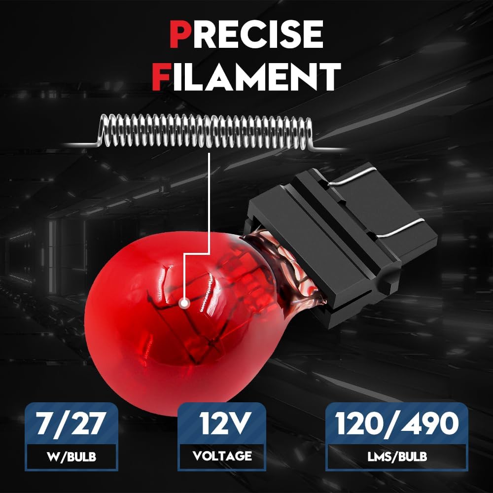 10 x 3157 12V 27/7W P27/7W Red Coated Dual filament incandescent globes 10pcs
