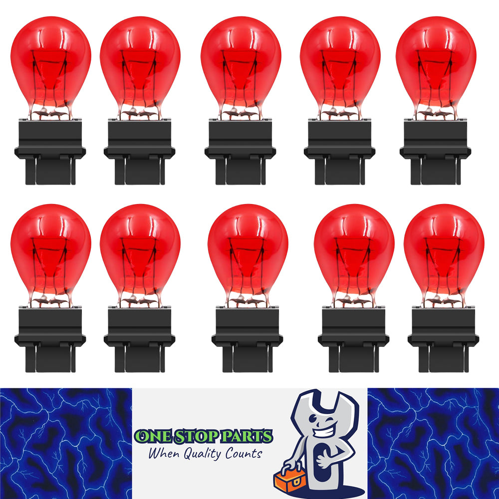 10 x 3157 12V 27/7W P27/7W Red Coated Dual filament incandescent globes 10pcs