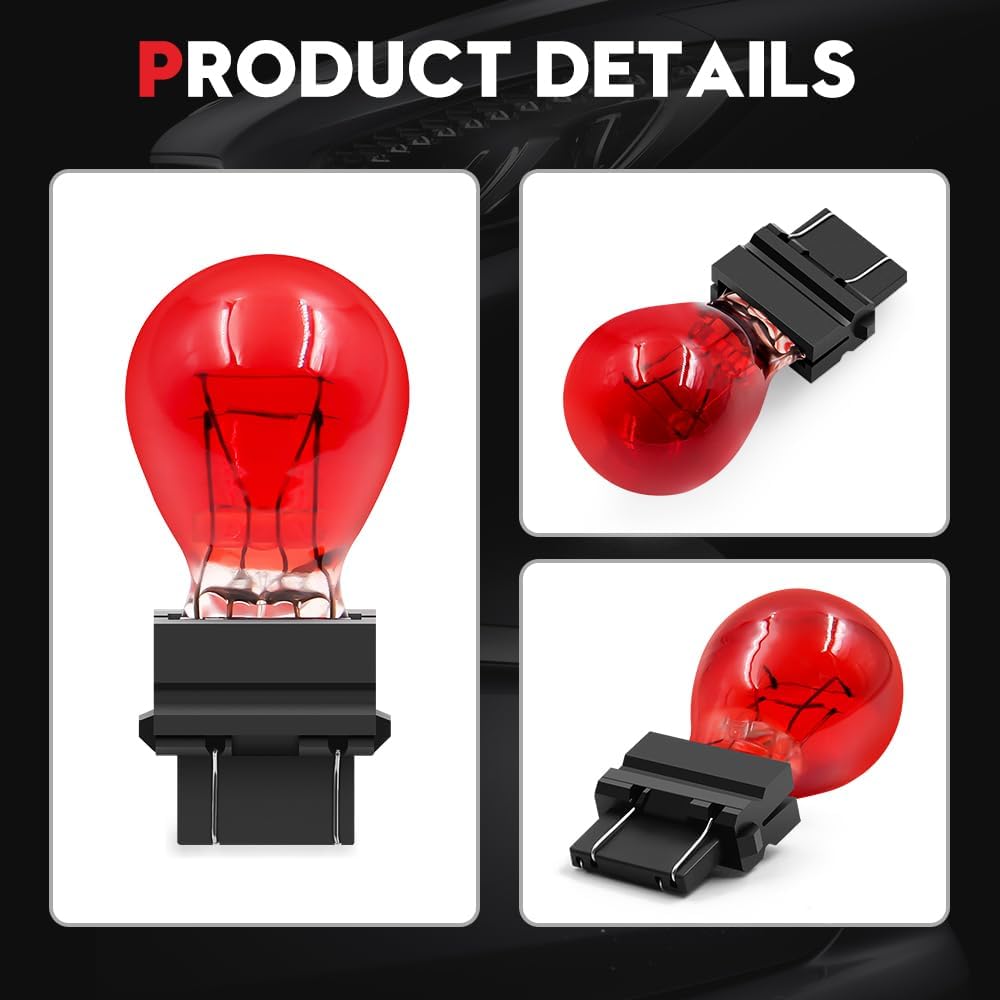 10 x 3157 12V 27/7W P27/7W Red Coated Dual filament incandescent globes 10pcs