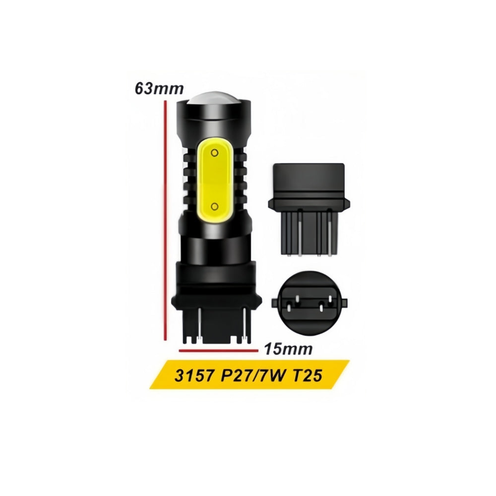 2 x 3157 12v Cool White Dual Brightness LED 5smd COB super Bright (2pcs)